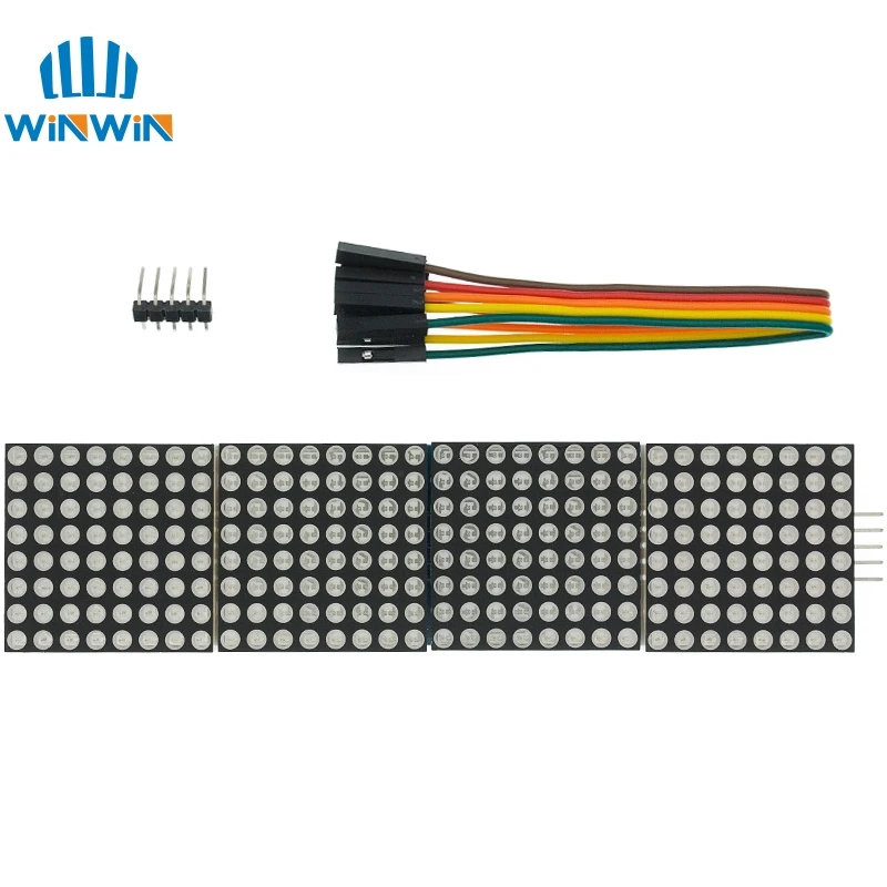 MAX7219 Dot Matrix Module Microcontroller 4 In One Display with 5P Line 4 in 1 Red/Green