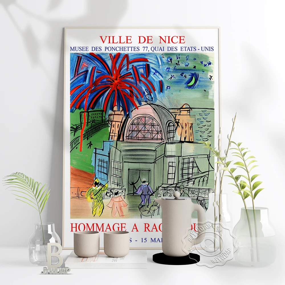 Raoul Dufy Exhibition Museum Poster, Vintage French Art Print, Ville De Nice - Hommage A Raoul Dufy 1954 Home Wall Decor Gift