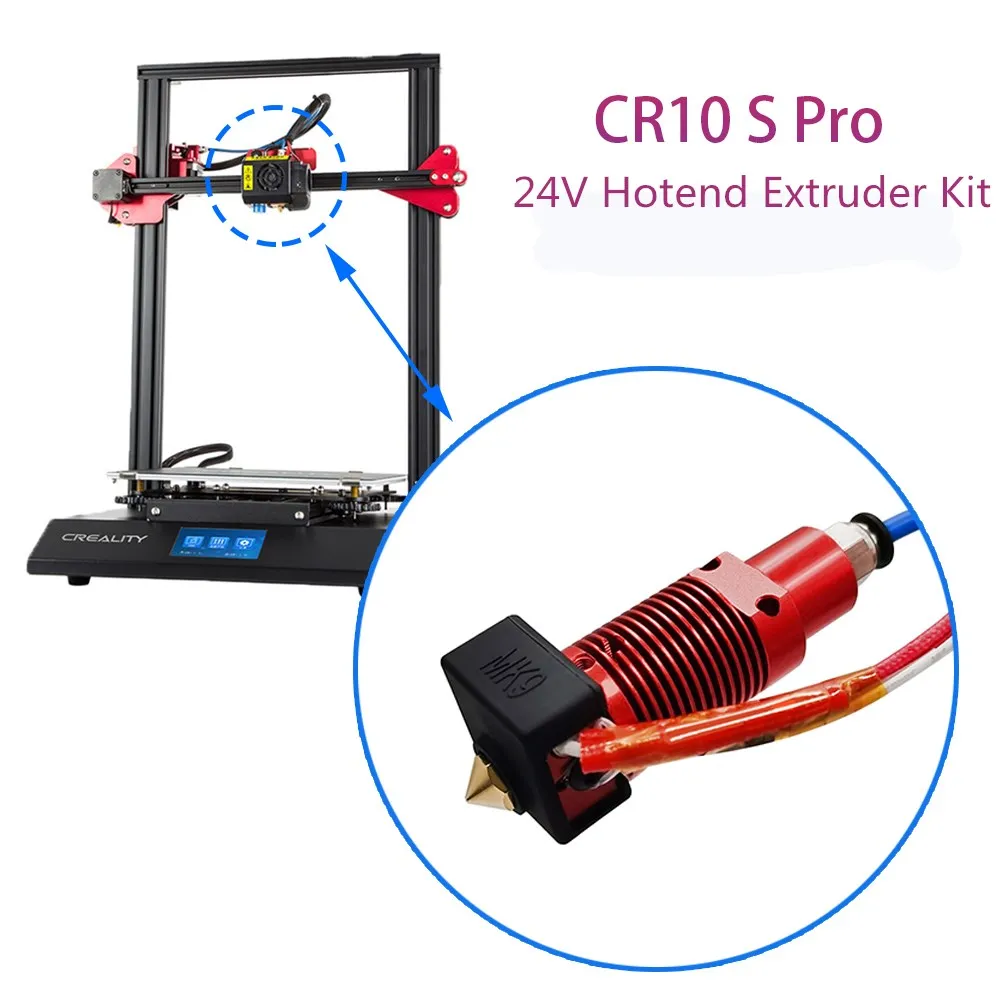 Pieza de impresora 3D, Kit de extrusor Hotend ensamblado de 12V y 24V, boquilla MK8, bloque de calor de aluminio para Creality Ender-3/CR-10/CR-10 Pro, 1 unidad