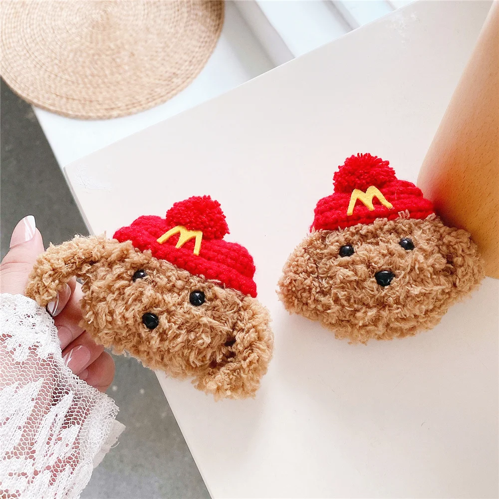 INS Fashion Cute Plush Teddy dog McDonald label Earphone Case For AirPods Pro 2 1 Headset case For 2021 New airpods 3 for winter