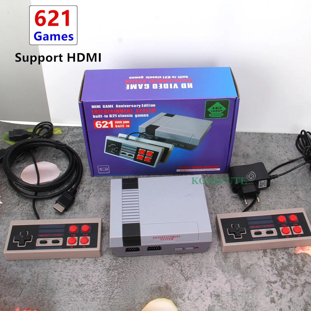 

Game Console HD Port Mini 8 Bit Retro Video Game Console Built-In 621 Classic Games Handheld HD 4K TV Family Video Game Player