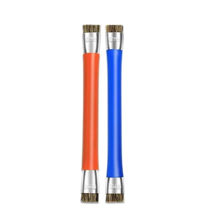 BST-17 Anti-Static แปรง Double Head ฉนวนกันความร้อน Hard แปรงทำความสะอาดฝุ่นซ่อมเครื่องมือ ESD ปลอดภัยสำหรับโทรศัพท์มือถือเมนบอร์ด PCB BGA