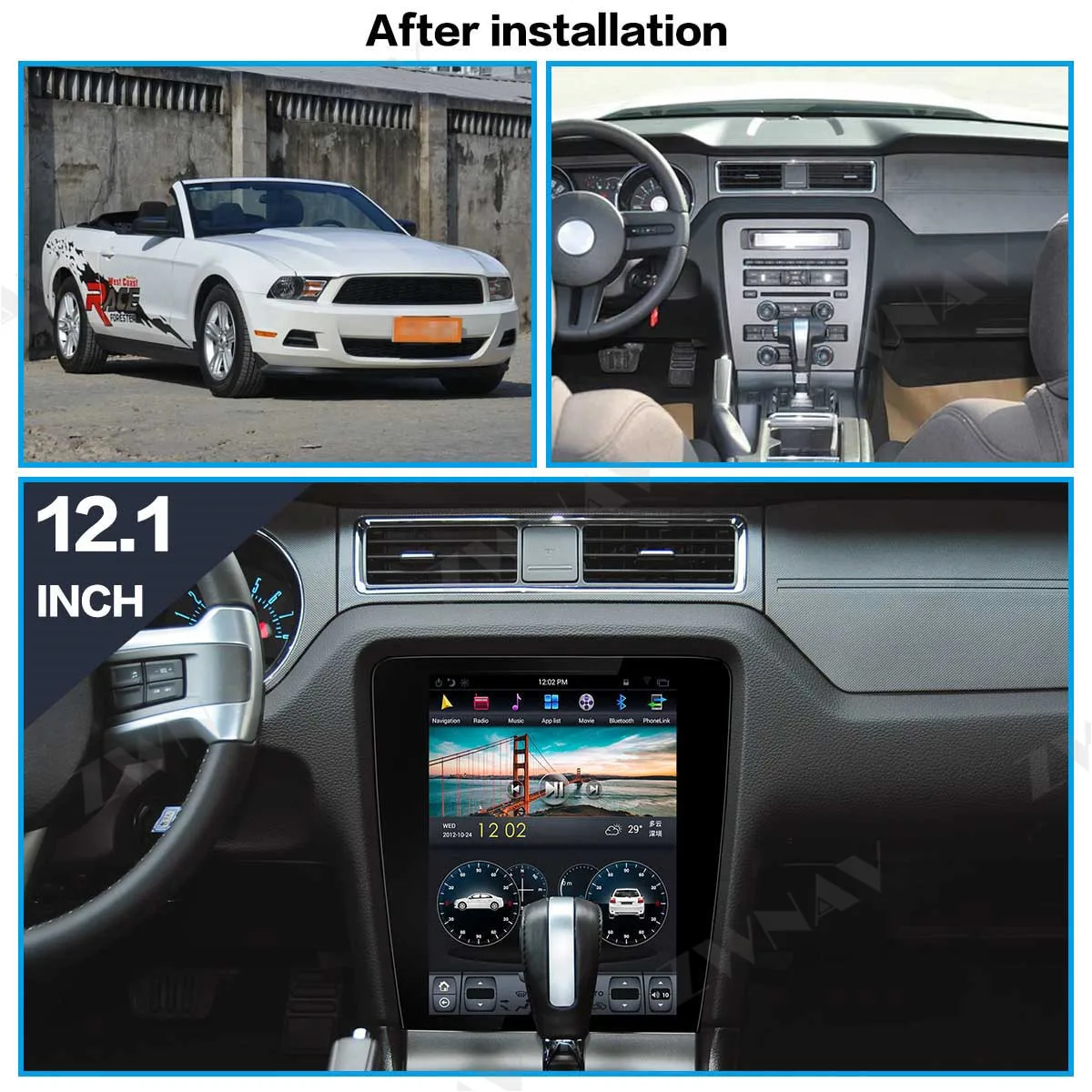 

FOR Ford Mustang 2010-2014 Tesla Stijl Android 9 PX6 4Gb Auto Gps Navigatie Head Unit Multimedia Speler auto Radio Tape Recorder