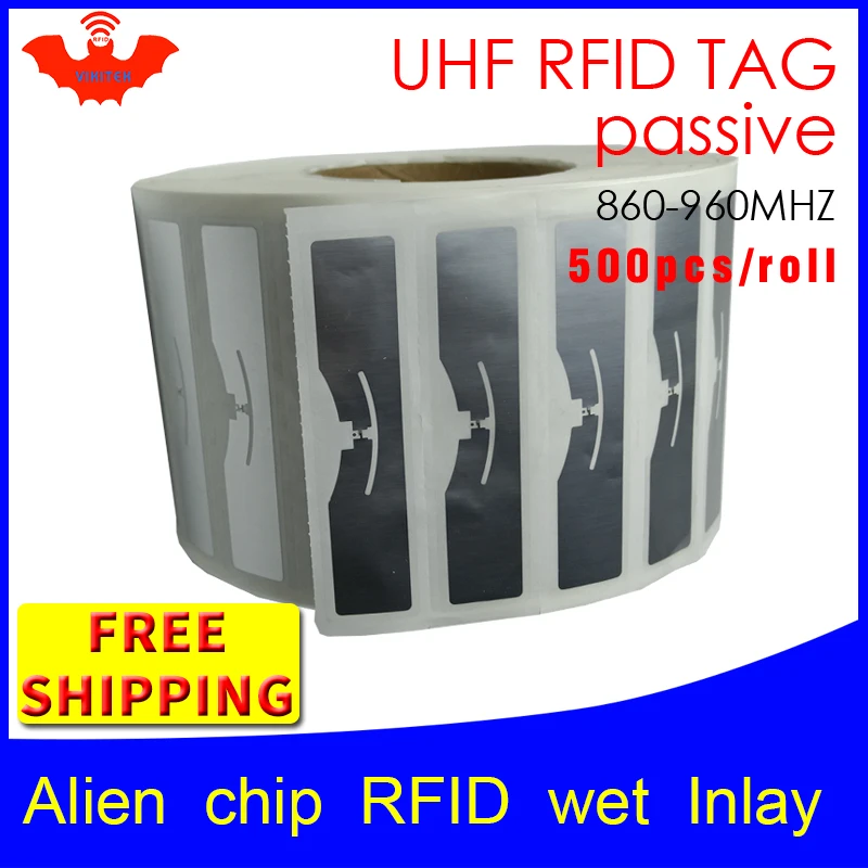 

Alien authoried 500pcs per roll 9654-9954 UHF wet inlay glue adhesive 860-960MHZ Higgs9 EPC C1G2 ISO18000-6C used RFID tag label