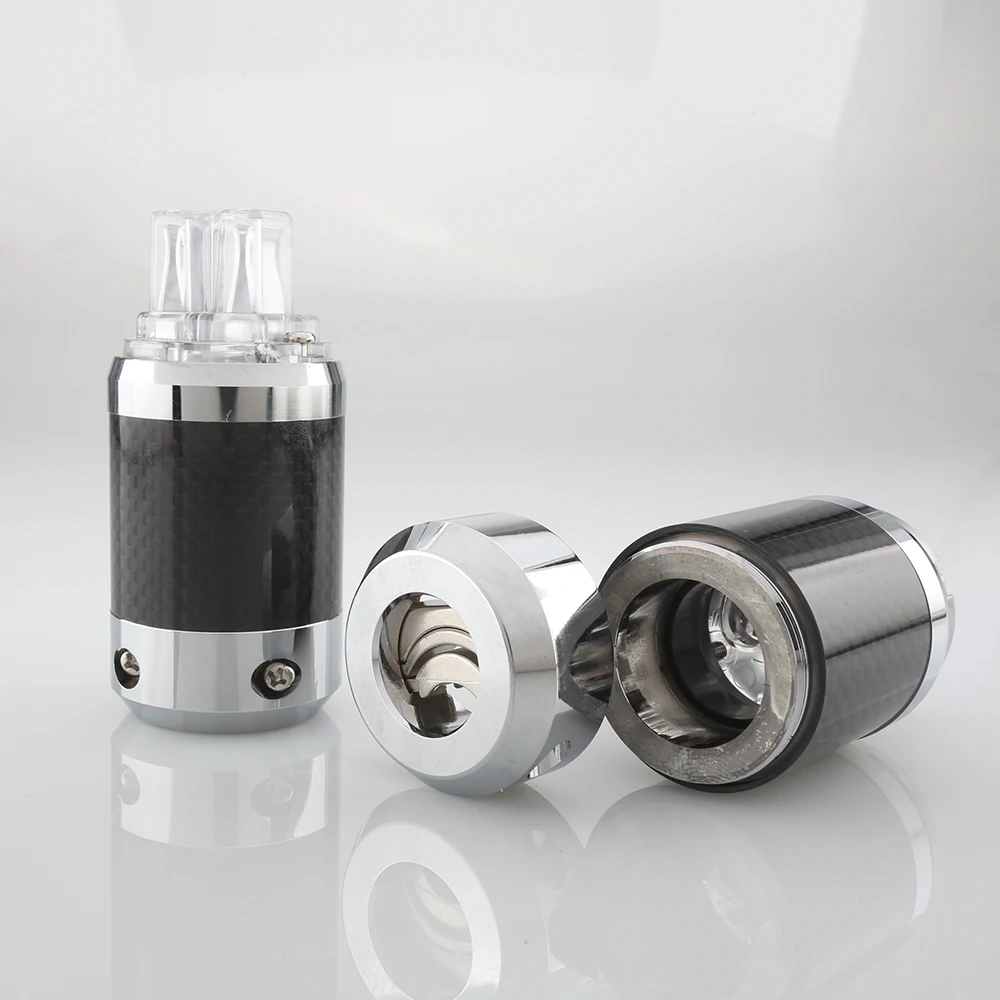 PF820 أسود ألياف الكربون العالية الروديوم مطلي Schuko الولايات المتحدة التيار المتناوب قابس طاقة مع IEC موصل HiFi الصوت الولايات المتحدة نسخة قابس إمداد الطاقة