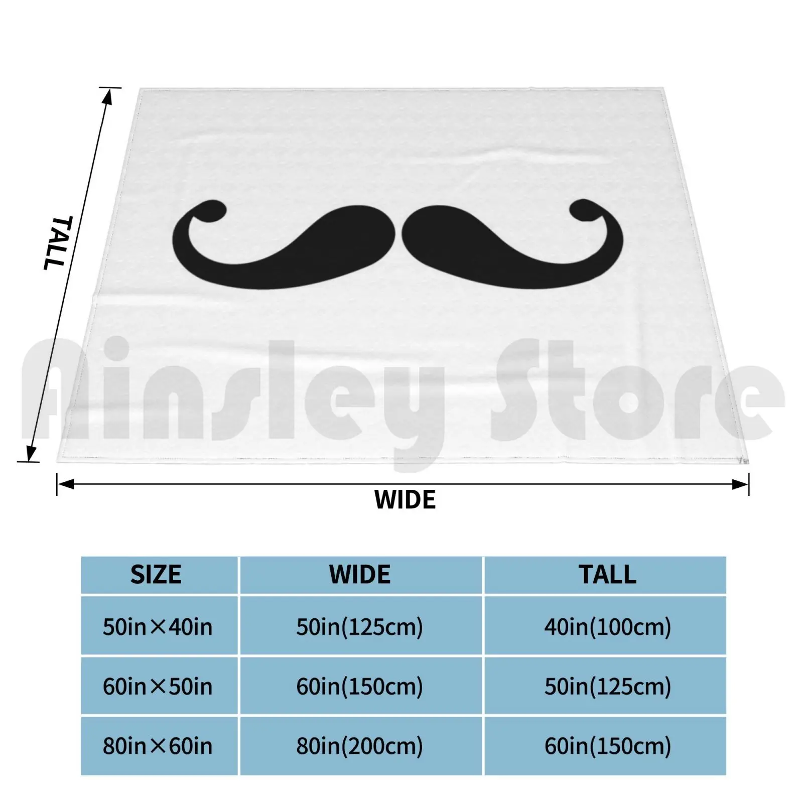 Mustache Blanket Super Soft Warm Light Thin Mustache Moustache Beard Hipster