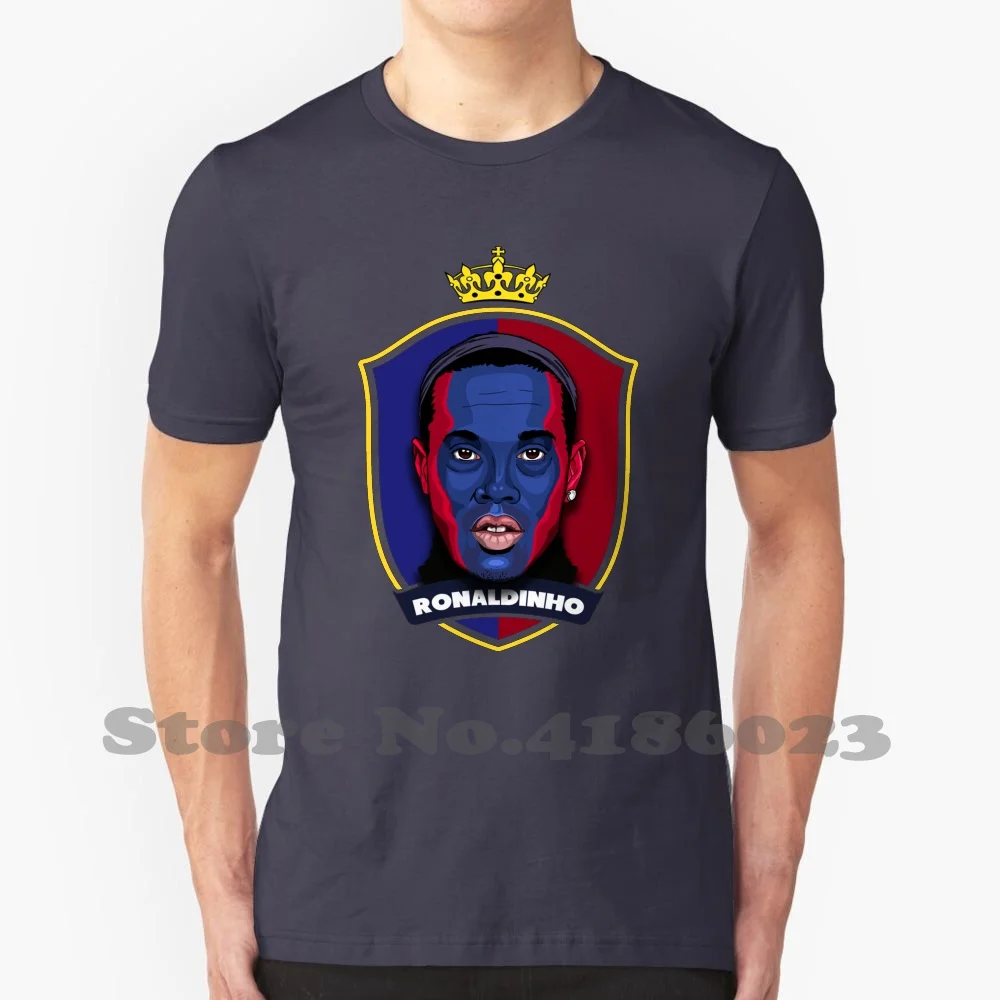 Ronaldinho 100% Cotton T-Shirt Legend Ronaldinho Brazil Vector Portrait Artsy Face Colors Lotg Soccer Futbol Football Sport