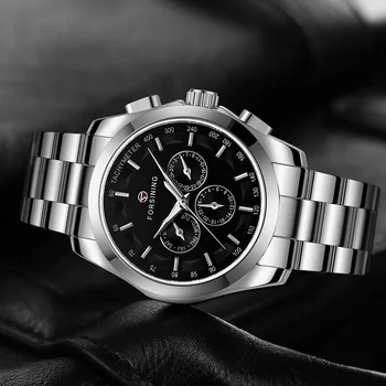 New luxury men&#x27;s automatic watch stainless steel band day date 24 hour mechanical wristwatches Relogios Masculinos Dropshipping