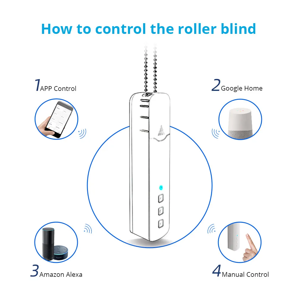 Zemismart Tuya Zigbee Roller Shade Driver SmartThings Control Built in Battery Blind Motor Alexa Google Home Voice Control