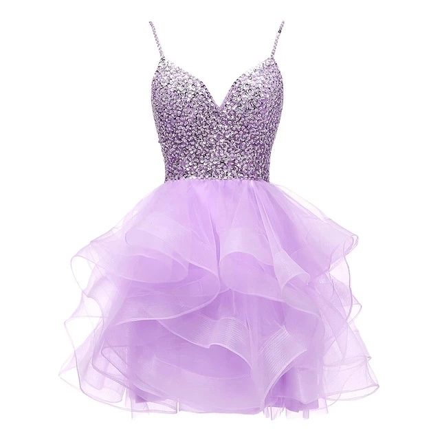 ANGELSBRIDEP Spaghetti Beaded Bodice Short Homecoming Dress Tulle Prom Dress  Sequins Party Gown 8 Grade Graduation Dress HOT - AliExpress 320