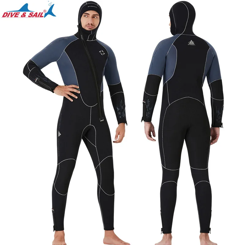 5MM Neoprene Snokeling Diving Suit UPF 50+ Protection Full Body One Piece Long Sleeve Freediving Spearfishing Underwater Wetsuit