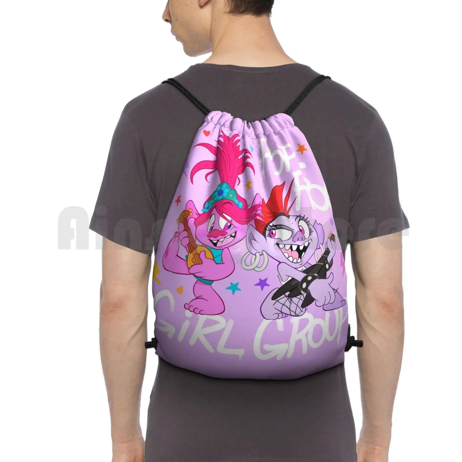 Pop-Rock Girl Group Backpack Drawstring Bag Riding Climbing Gym Bag Poppy Trolls Poppy Barb Trolls Queen Barb Trolls