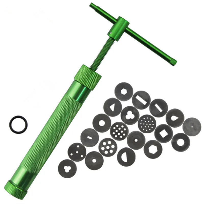 Metal 20pcs Clay Sugar Paste Extruder Fondant Cake Sculpture Polymer Gun Tools Set HB0608-2