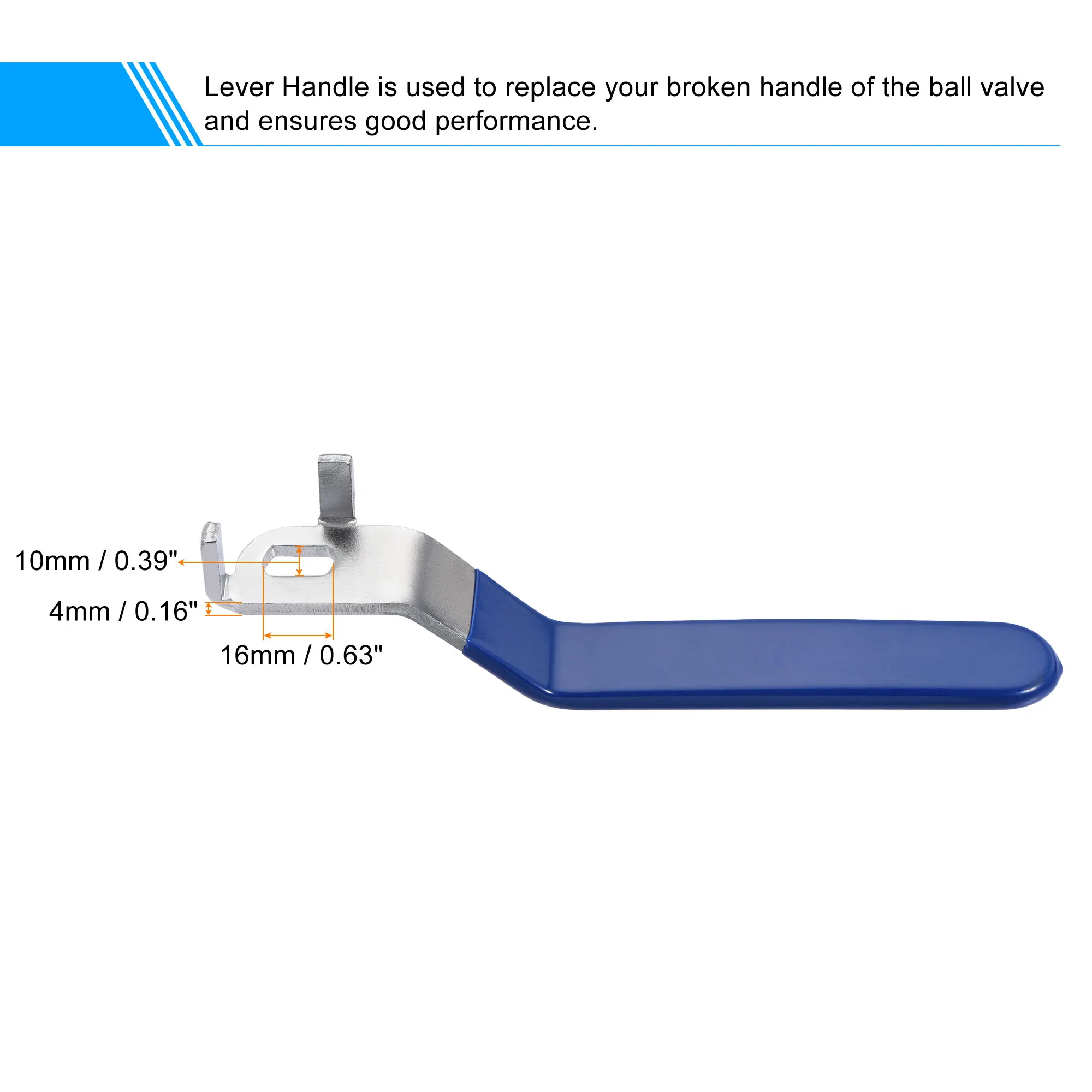 Uxcell 1 pz maniglia a leva ferro cromato sostituzione quarto di giro con impugnatura in plastica maniglia valvola blu per valvola a sfera DN80