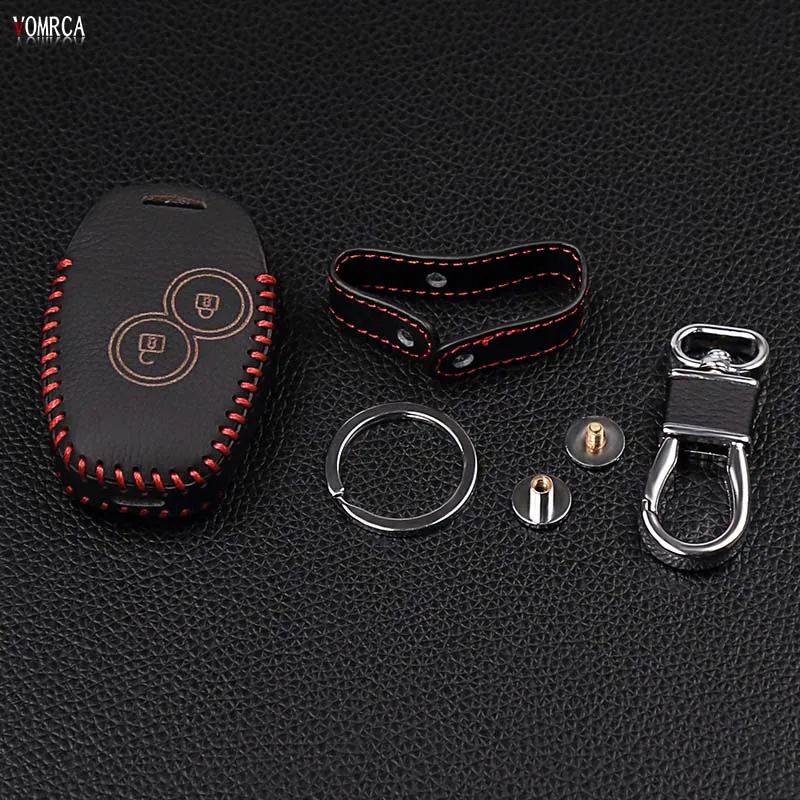 Genuine Leather Car Key Case For Renault 2 button Clio Scenic Megane Duster Sandero Captur Twingo Modus Remote Control Cover