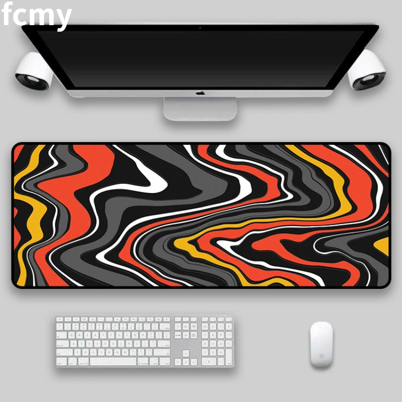 Black Abstract Texture Large Gaming Mouse Pad Computer Table MousePad Locking Edge Rubber Gamer Big Desk Mat 80x30cm Laptop Mous