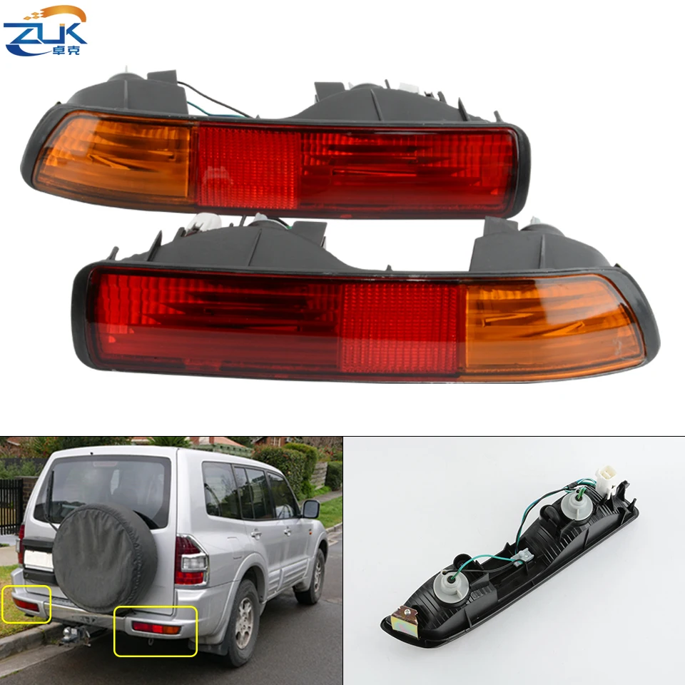 ZUK Car Lights Rear Bumper Reflector Fog Light Fog Lamp For MITSUBISHI PAJERO 2001 2002 2003 V73 Tail Light Tail Lamp With Bulbs