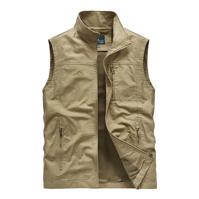 

2021 New Spring Summer Vest Multi Pocket Fishing Photograph Waistcoat Breathable Mesh Work Tactical Sleeveless Jacket Coats