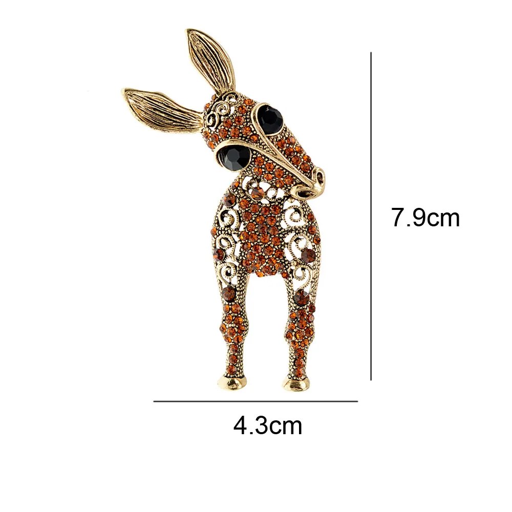 CINDY XIANG 2 Color Choose Rhinestone Donkey Brooches Women And Men Fashion Unisex Animal Pin Funny Cute Big Cartoon Kid Gifts