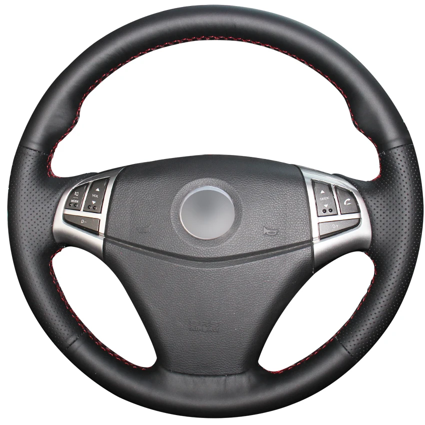 

Hand-stitched Black Leather Car Steering Wheel Cover for Ssangyong Korando 2011 2012 2013 2014