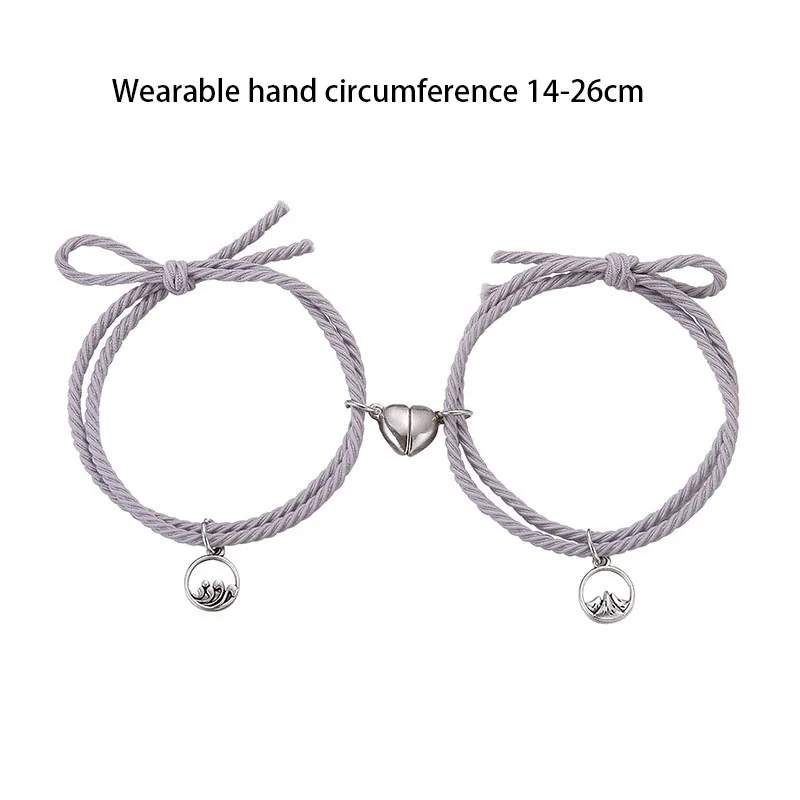 2pcs Magnetic Heart Attraction Couple Bracelets for Lover Bracelets Distance Relationship Braid Rope Bracelet Magnet Matching