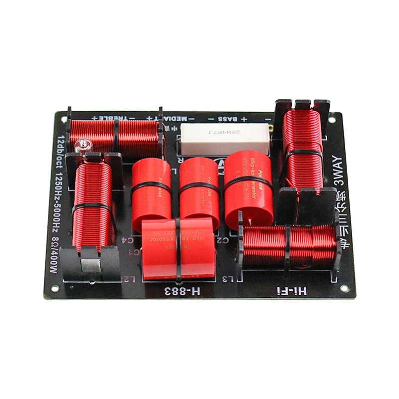 GHXAMP 400W 3 Way Crossover Hifi Tweeter Midange Woofer Speaker Crossover 1250H 5000HZ With High-pitched Protection 12dB/oct 1PC