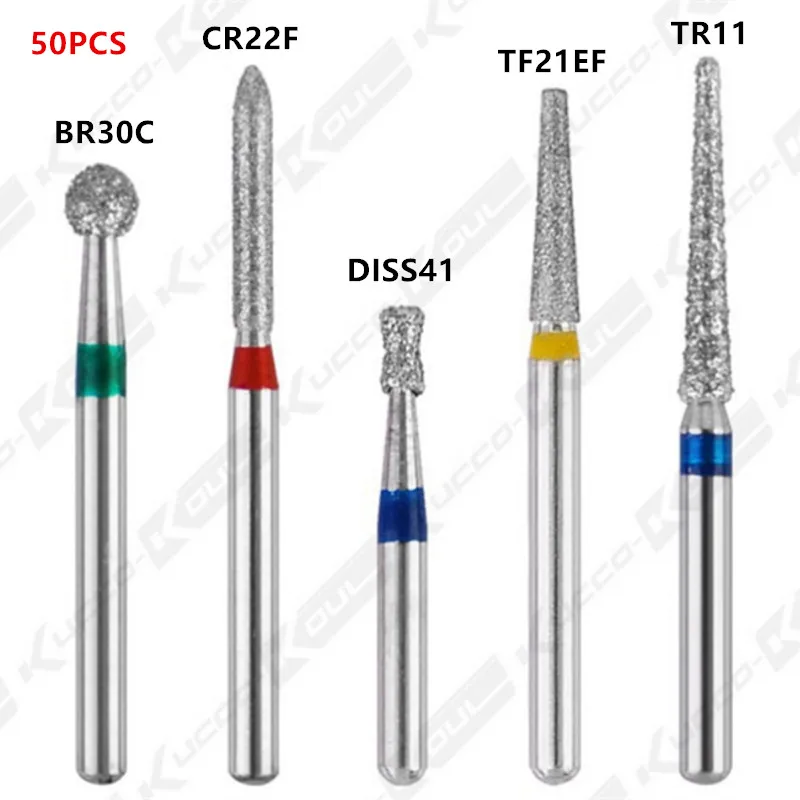 

50Pcs/Pack Dental Diamond FG High Speed Burs for Polishing Smoothing SF SERIES Dental Burs 1.6mm Dentist Tools Lab