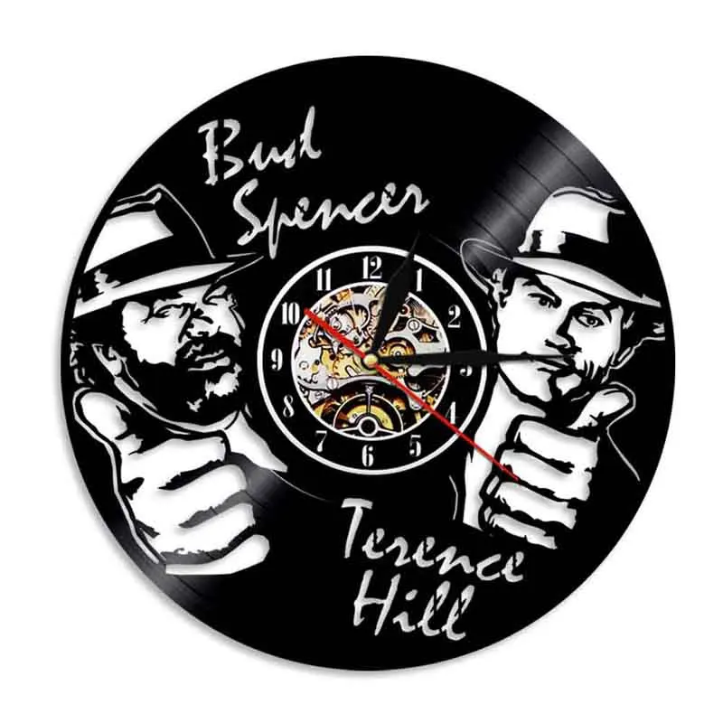 Bud Spencer Terence Hill Wall Clock Modern Design Living Room Decoration Vintage Vinyl Record Clocks 3D Wall Watch Home Decor