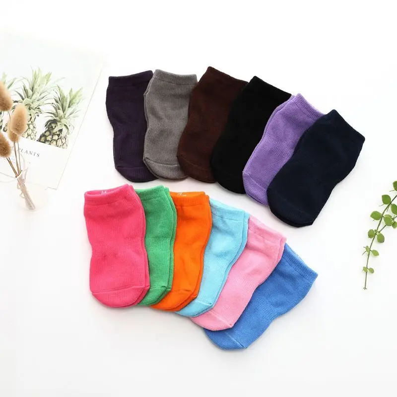 Cotton Warm Baby Socks Autumn Winter Children Candy Color Sock Boys Girls Floor Wear Anti Slip Rubber Sole Socks