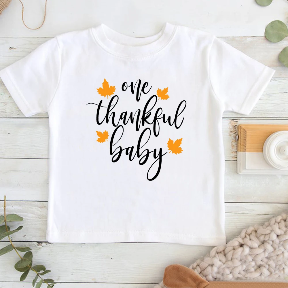 

Thanksgiving Baby Tee Autumn Thankful 18 Month Girl Tops Yellow Leaves Newborn Baby Girl Clothes Party Gifts Boys Clothes