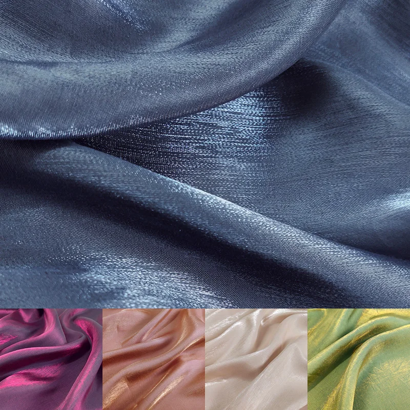 Colored Glass Silk Satin Gradient Fabric Dress Wedding Bright Face Baby Clothes Fabric Diy Mermaid Background Cloth Tablecloth