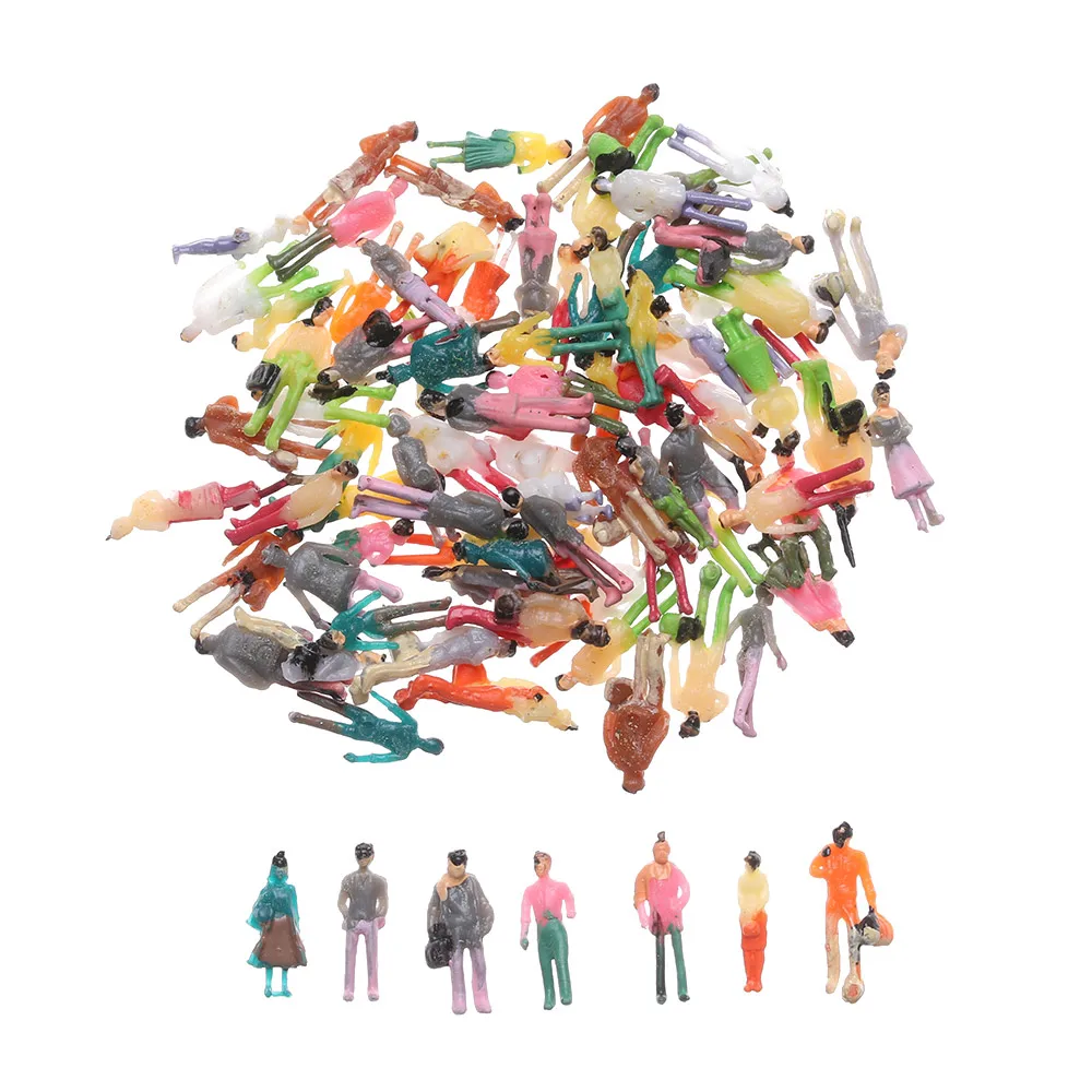 100 قطعة/الحزمة نموذج أرقام بناء الناس الركاب قطار مشهد 1:100/1:150 مقياس مختلط اللون تشكل نموذج الناس