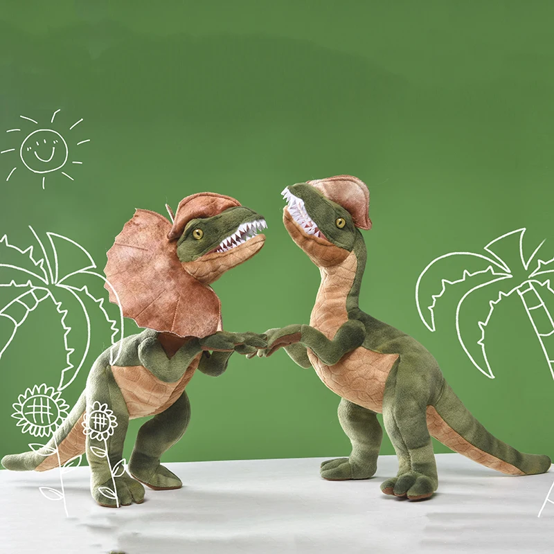 Jurassic Park Dilopho saurus Dinosaurier Plüsch tier Doppel kamm Eidechse Figur Stofftier coole Kinder Geschenk für Kinder Drops hipping – Detail 2
