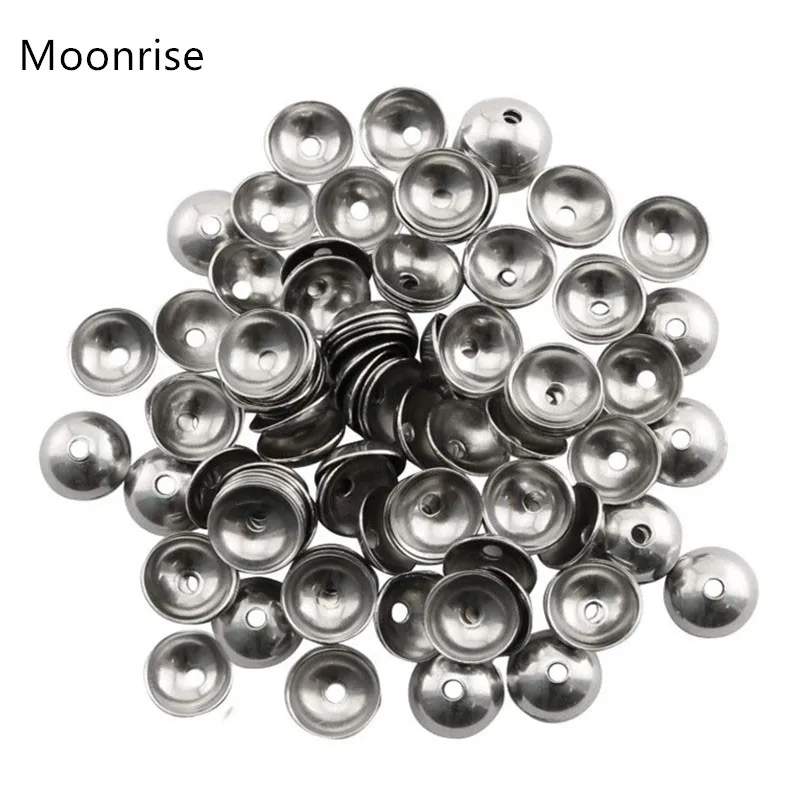 4 5 6 8 10mm Round Smooth Stainless Steel Beads Caps For Jewelry Making 50Pcs/Lot