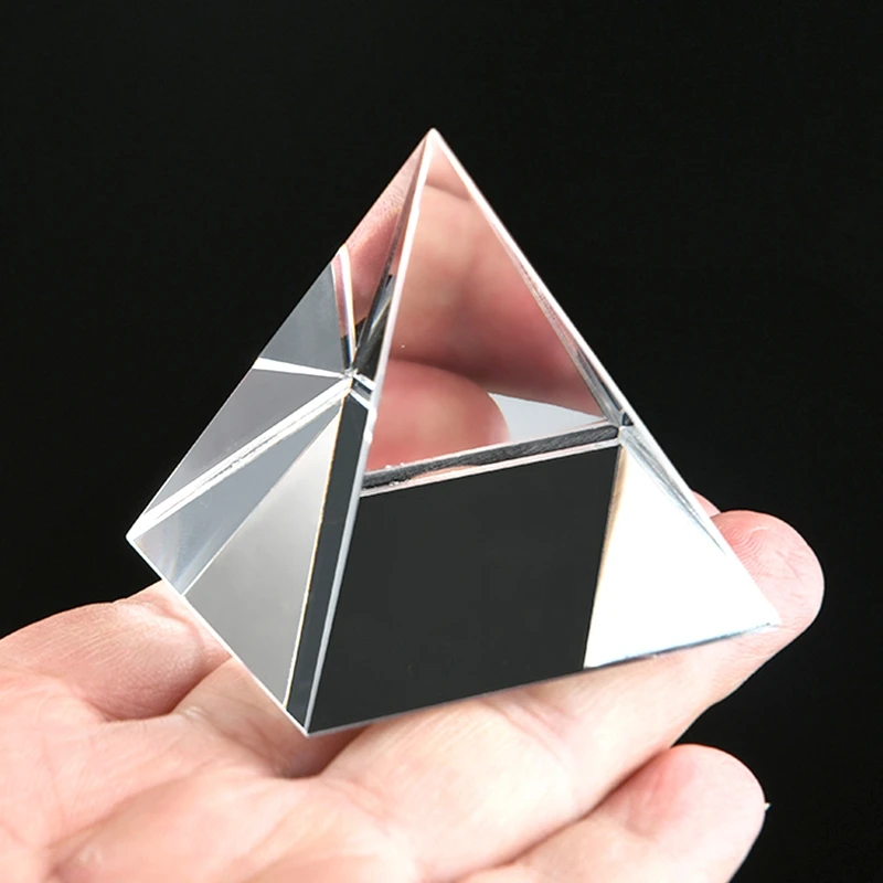 60mm Nature Clear Quartz Fengshui Crystal Glass Pyramid Reiki Healing Stone Room Ornament Home Decoration