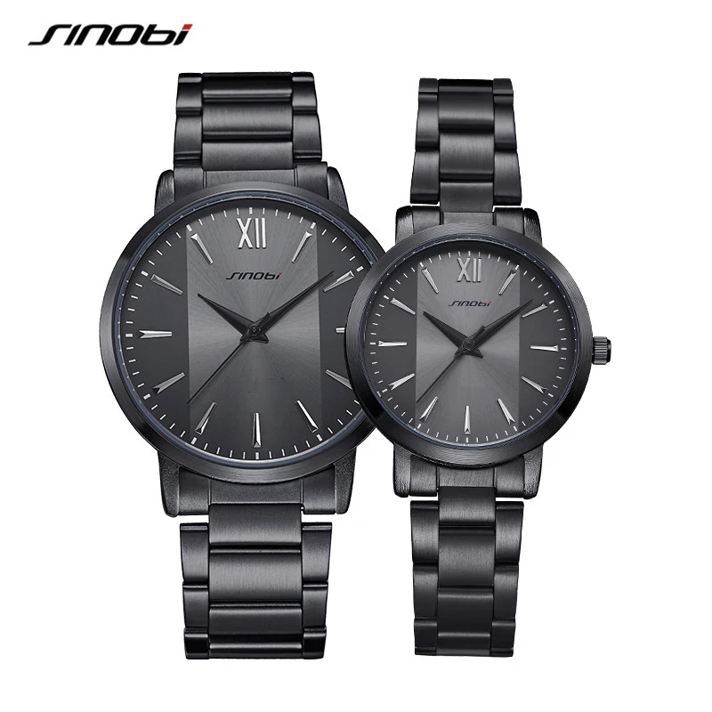 SINOBI-reloj de cuarzo de lujo para hombre y mujer, pulsera de acero, elegante