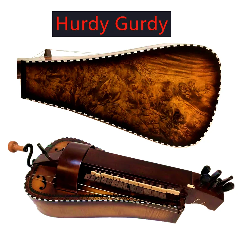 

Bird's eye Maple wood 6 strings 24 keys Hurdy Gurdy,inlay/drawing Organistrum