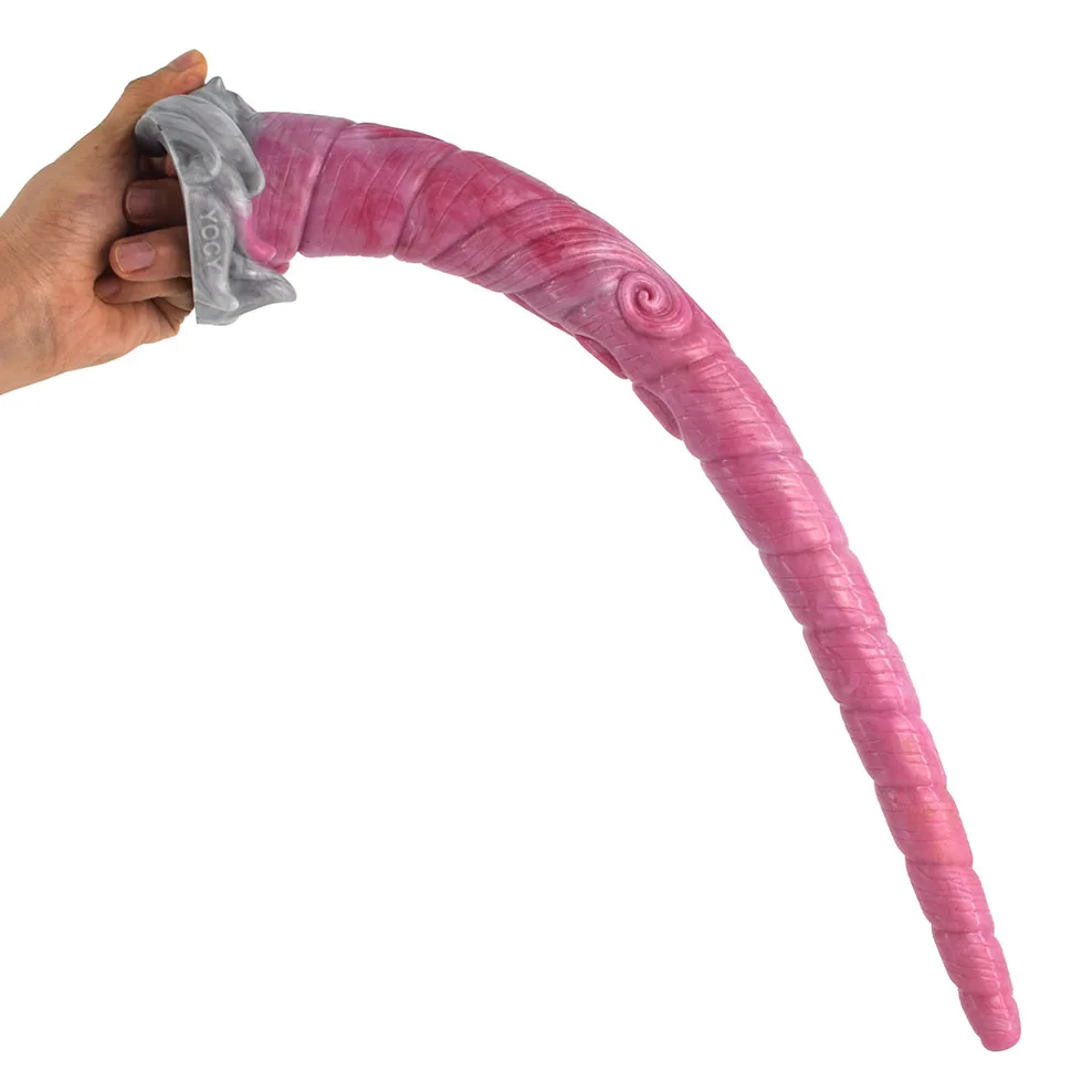 FAAK Super Long butt Plug With Suction Cup Gory Raw Meat Color unicorn Thread Anal Dildo Anus Massage Sex Toys For Women Man