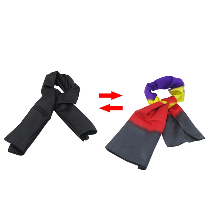 

High Quality Silk Change Color Scarf Magic Tricks Black To Rainbow Silk Streame Magic Funny Stage Close Up Props Illusions