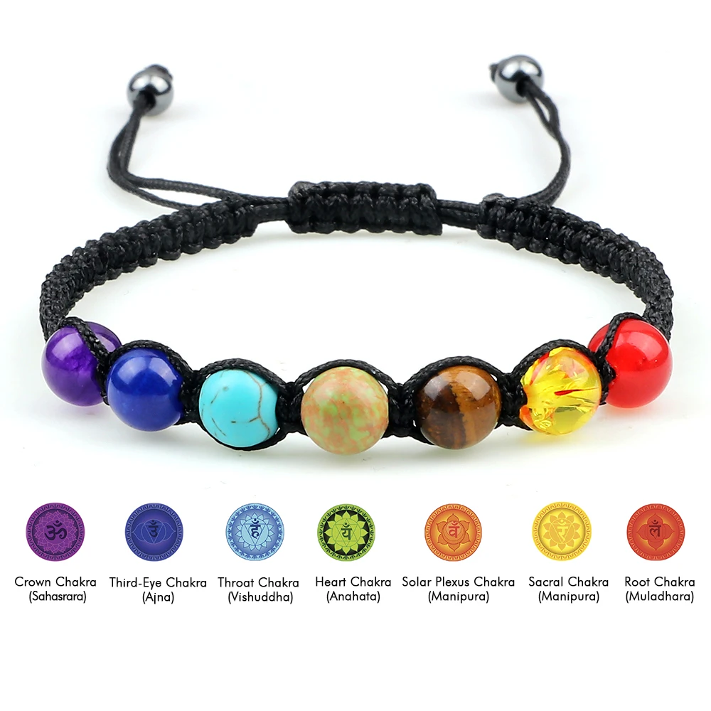 7 Chakra Healing Beaded Bracelet Reiki Prayer Balance Beads Bracelet Handmade Braided Bangles For Women Men Adjustable Jewelry