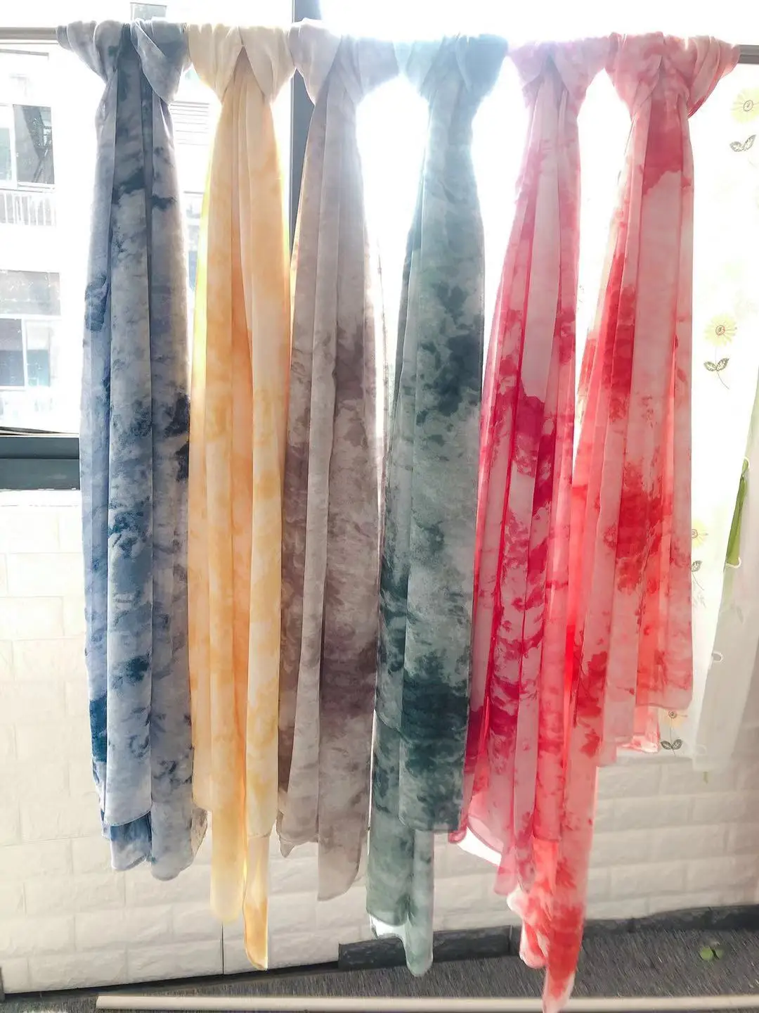 Fancy Tie Dye Printed Chiffon Hijab Scarf Muslim 2021 Veil Scarves for Women Islamic Shawl Head Wraps Headband Headscarf Turban