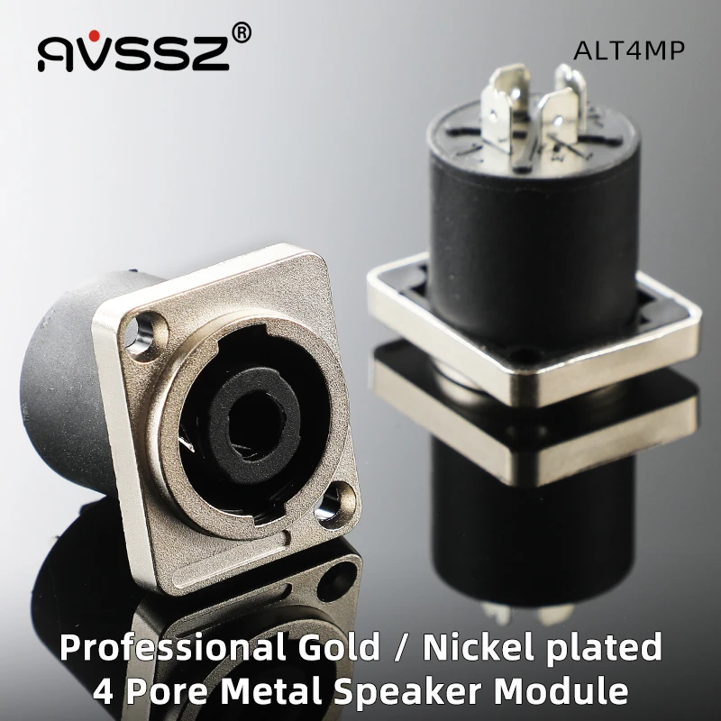 Avssz D-type Vier Poriën Speaker Connector Adapter Metalen Paneel Nikkel Vergulde Puur Koperen Contacten Stuk Audio Speakon socket