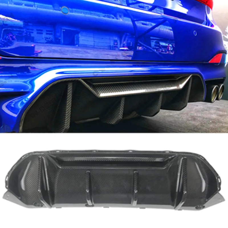 Good Fitment Carbon Fiber Weave P Style Back Lip Rear Bumper Spoiler Diffuser For BMW F90 M5 Car Styling car accessories