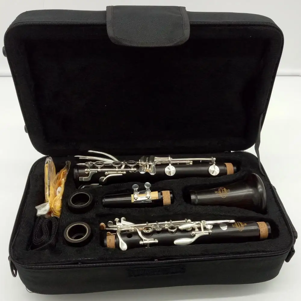 Free Shipping Music Fancier Club Ebony Wood Bb Clarinets R13 Major Professional Clarinets Silver Plated Keys 17