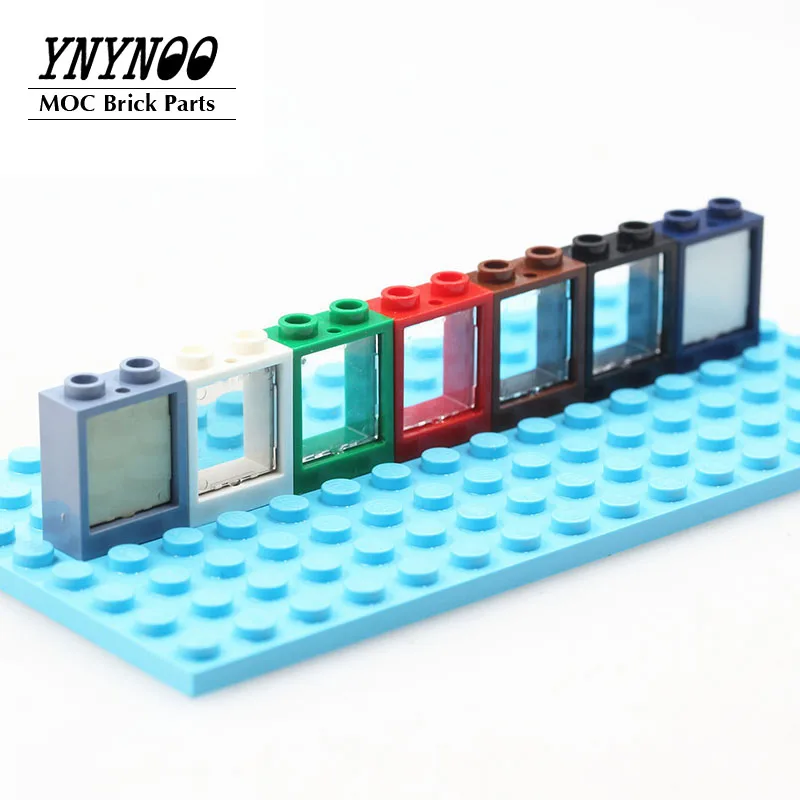 

20Pcs/lot Windows and Doors Parts 60592 Window 1x2x2 Flat Front fit for 38320 Bars & 60601Glass Building Blocks City House Toys