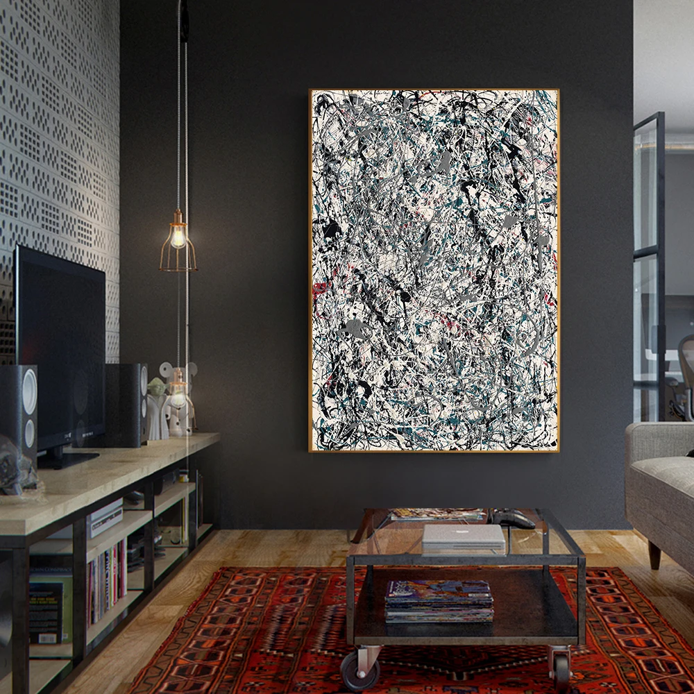 Citon Jackson Pollock《Number-19》Canvas Modern Art Oil Painting World Famous Artwork Poster Picture Wall Decor Home Decoration