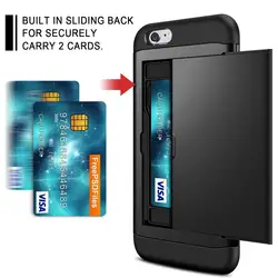 Credit Card Holder Slot Sliding Back Cover for iPhone, Case for iPhone 7, 7Plus, XR, XS MAX, 11 Pro, 8, 8 Plus, 6 Plus,SE 2020