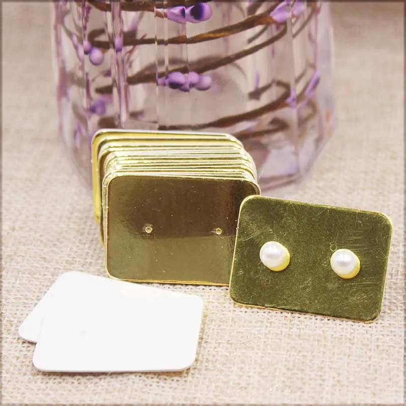 100pcs Cute Solid Color Earring Paper Package Card DIY Small Stud Earring Card White Kraft Pink Jewelry Display Card