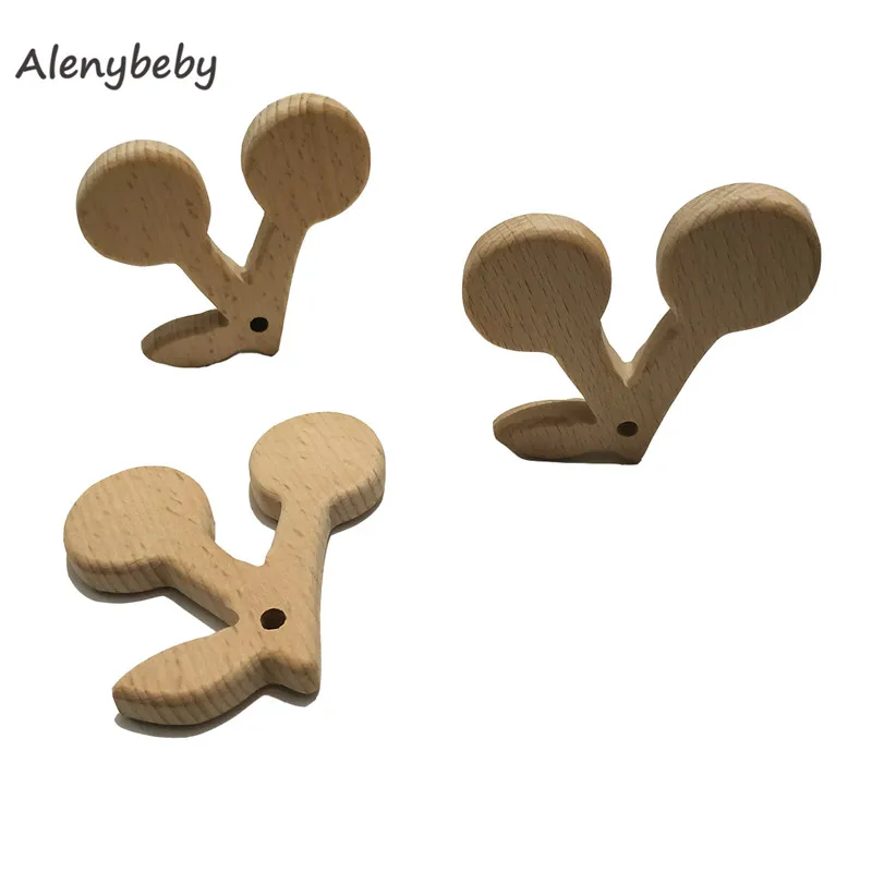 50pcs Wooden Beech Wooden Teether Unfinished Pendents DIY Accessory for Teething Food Grade Original Wood DIY Baby Teether