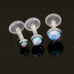 1pcs Cornflowe Blue Opal Bioplast Flexible Labret Lip Bar Ring Earring Ear Studs Ear Tragus Cartilage Lobe Piercing Body Jewelry